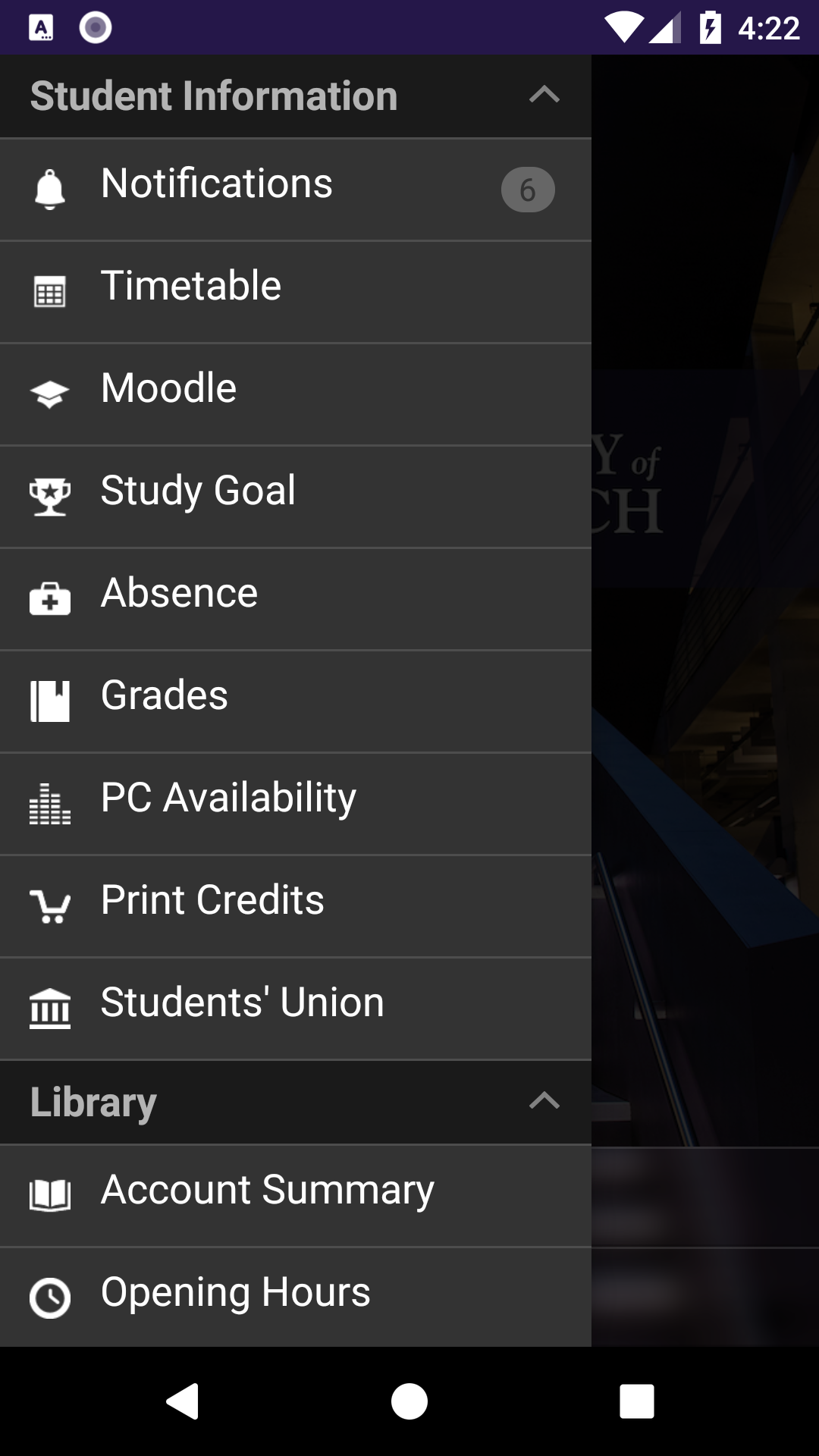 main menu
