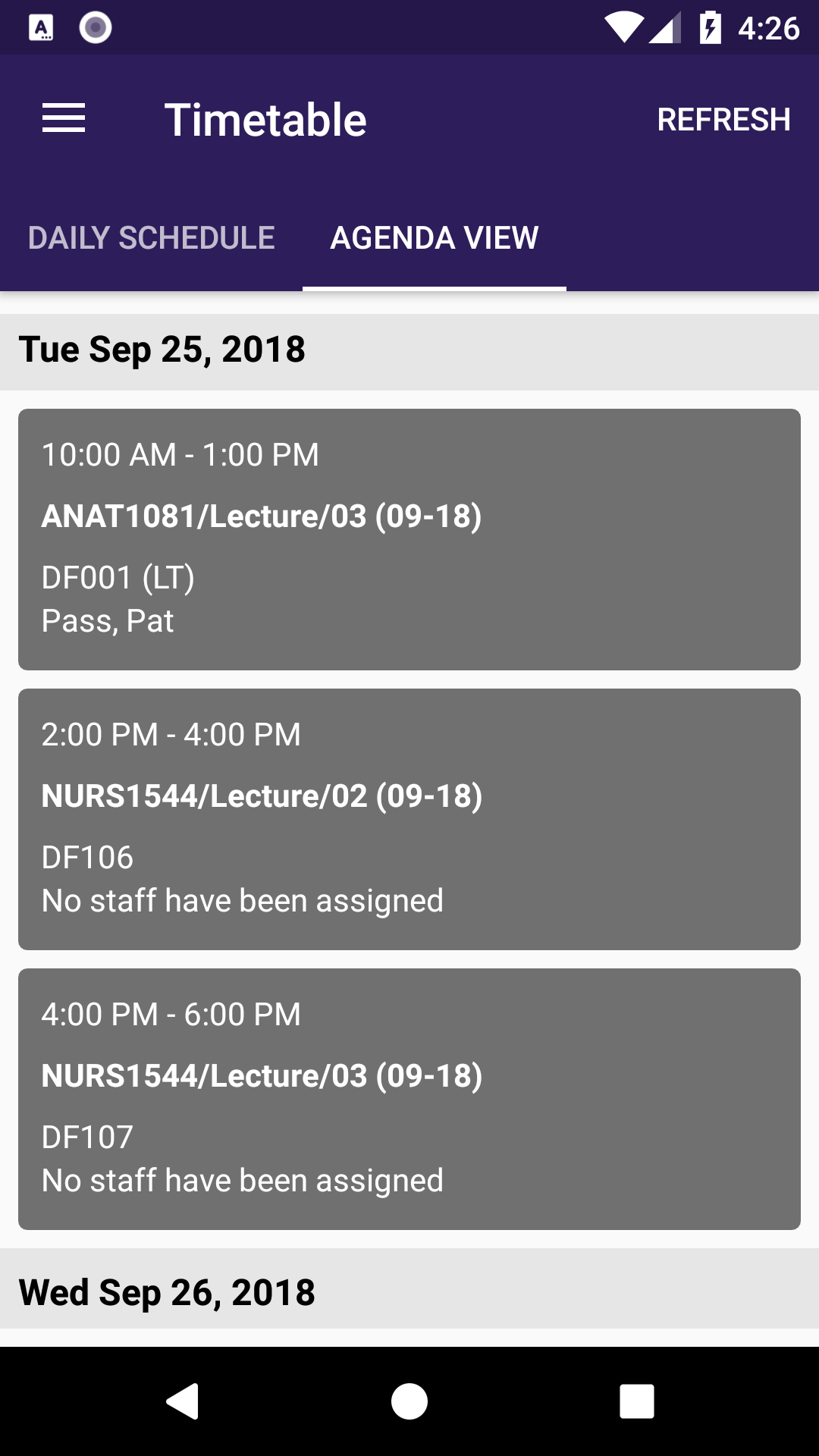 timetable agenda