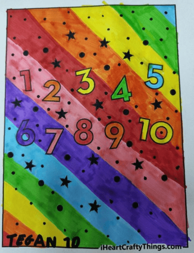 Rainbow colouring of numbers 1-10