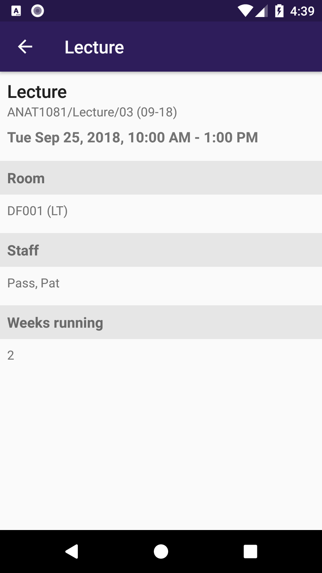 detailed timetable