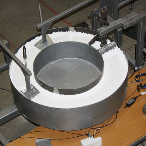 Equipment running a bulk solids handling test