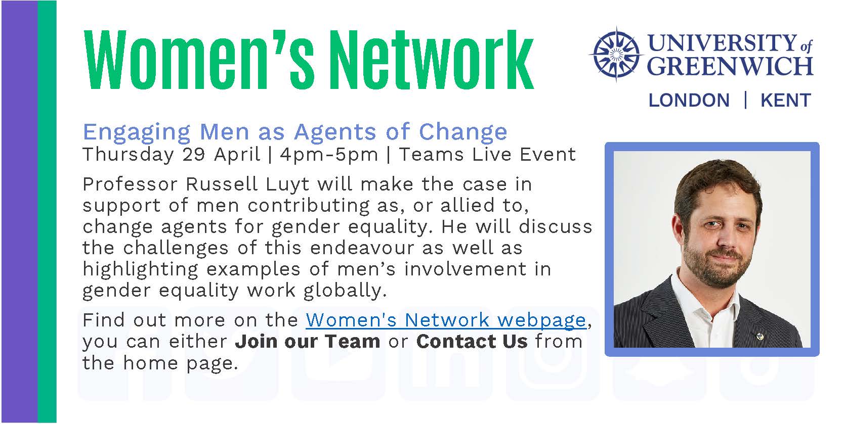 Engaging Men as Agents of Change Toward Gender Equality Events University of Greenwich