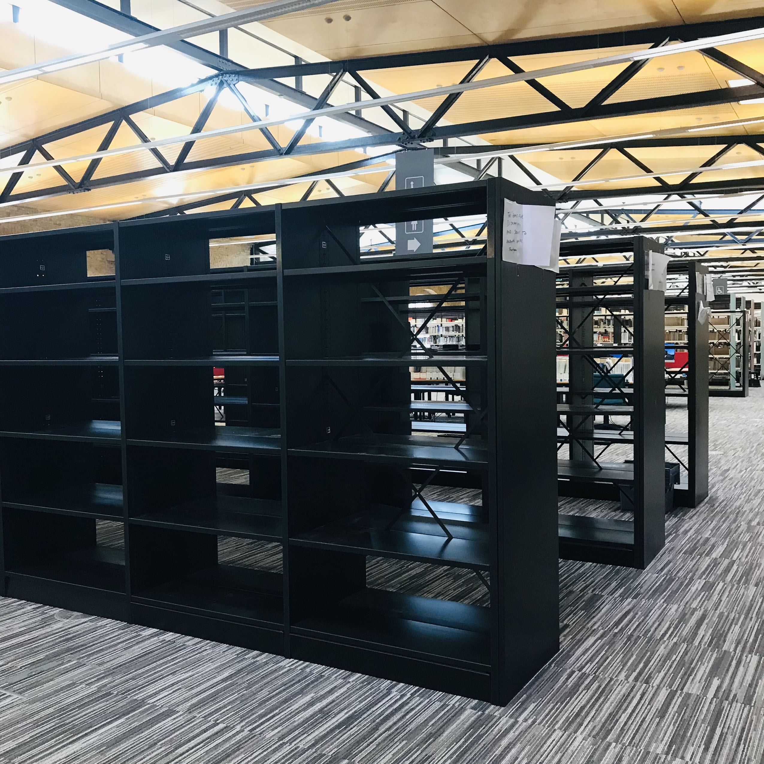 shelving units in the Drill Hall library