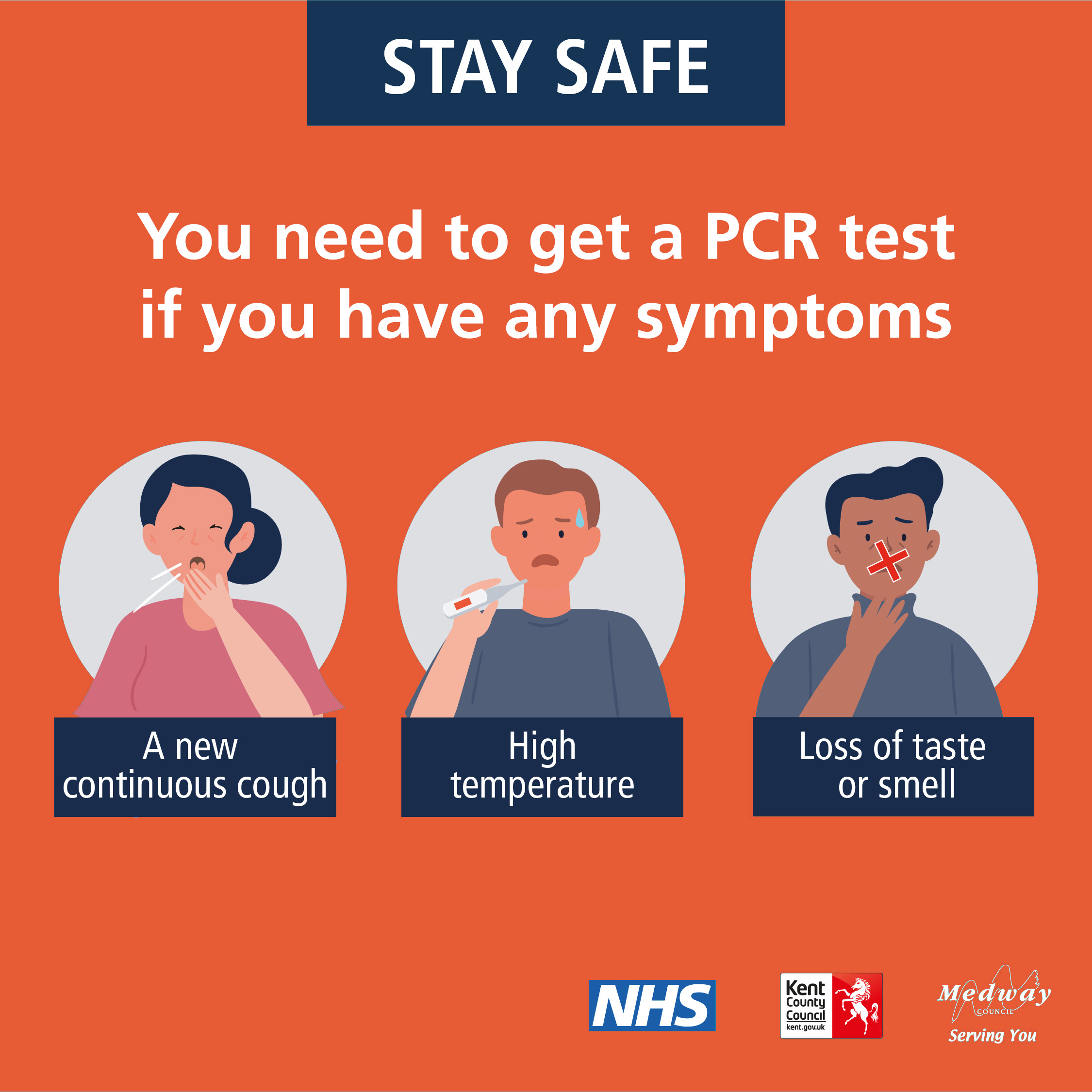 Stay Safe - You need to get a PCR test if you have any symptoms.  Symptoms:  a new continuous cough, high temperature, loss of taste or smell