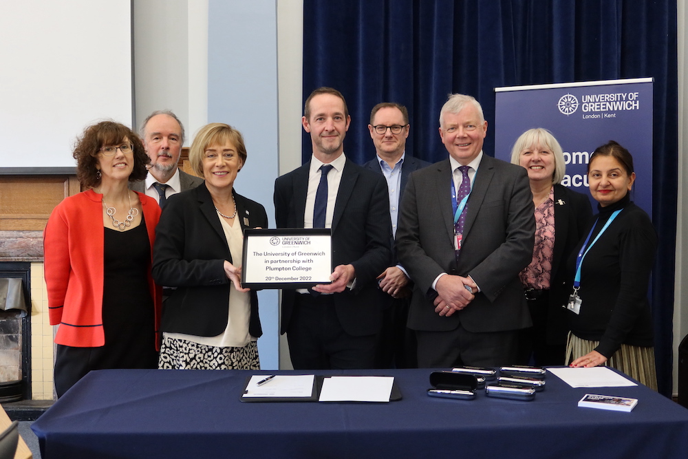 Representatives of the University of Greenwich and Plumpton College sign partnership agreement