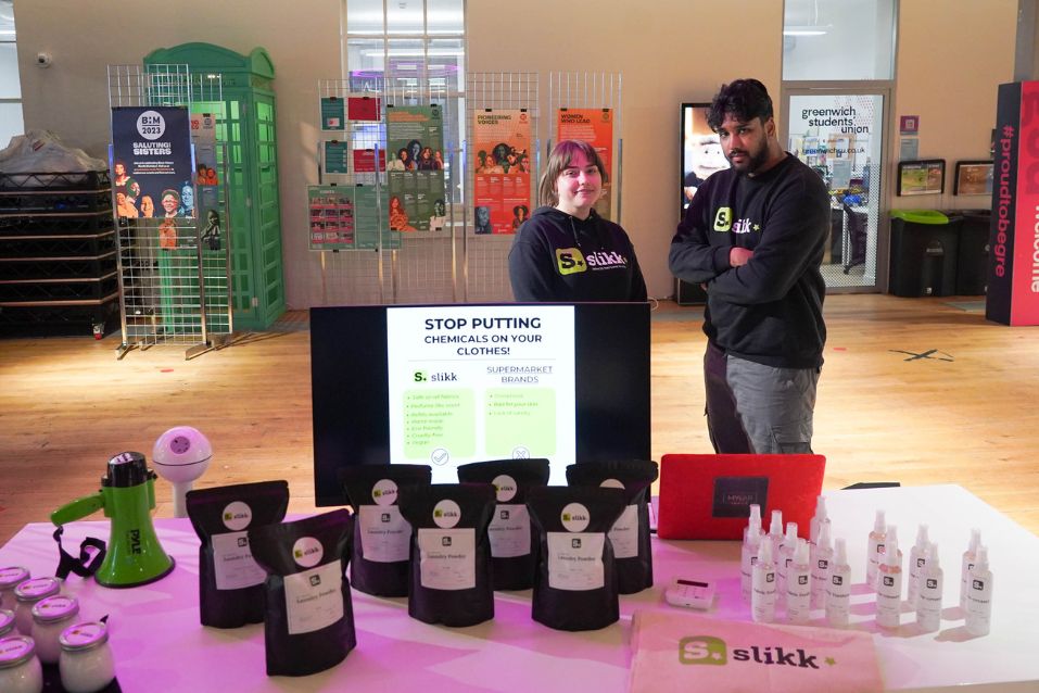 students selling products