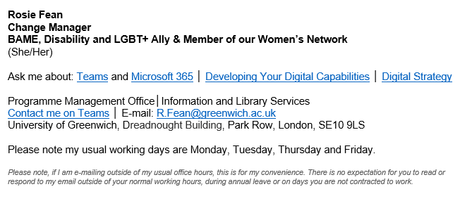 Example of inclusive email signature