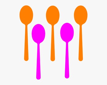 5 spoons, orange and pink