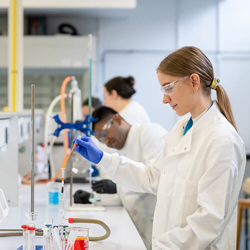 student in lab