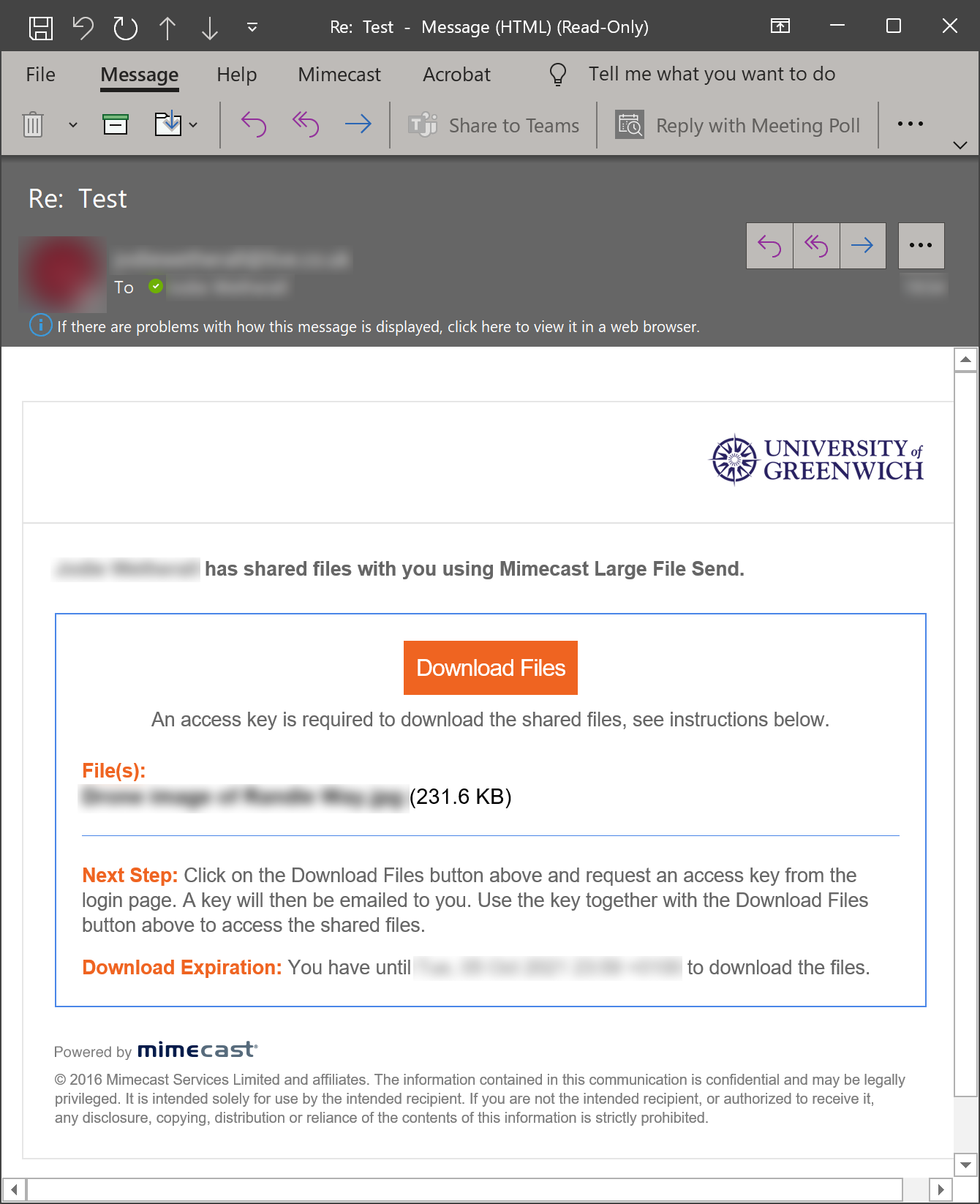 Mimecast Large File Send IT and Library Services University of
