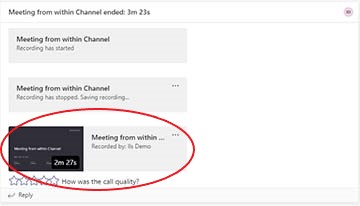 Channel recordings appear in the Channel history