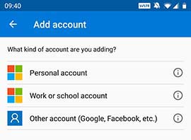 Select Work or school account